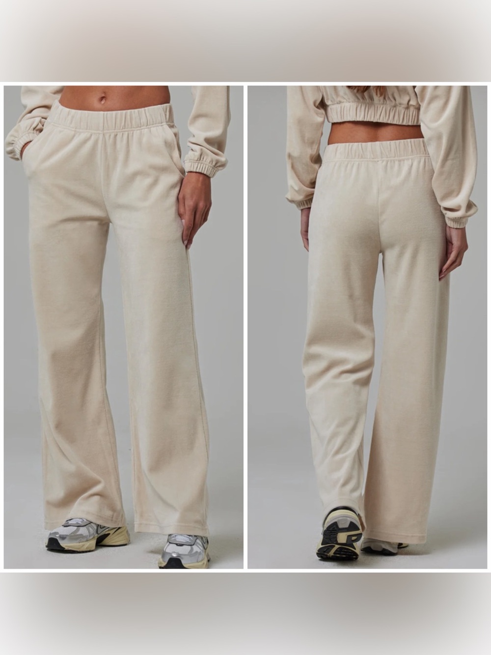 Talentless French Terry Sweatpants Womens Wide Leg Lightweight Cotton Bone Sz S
